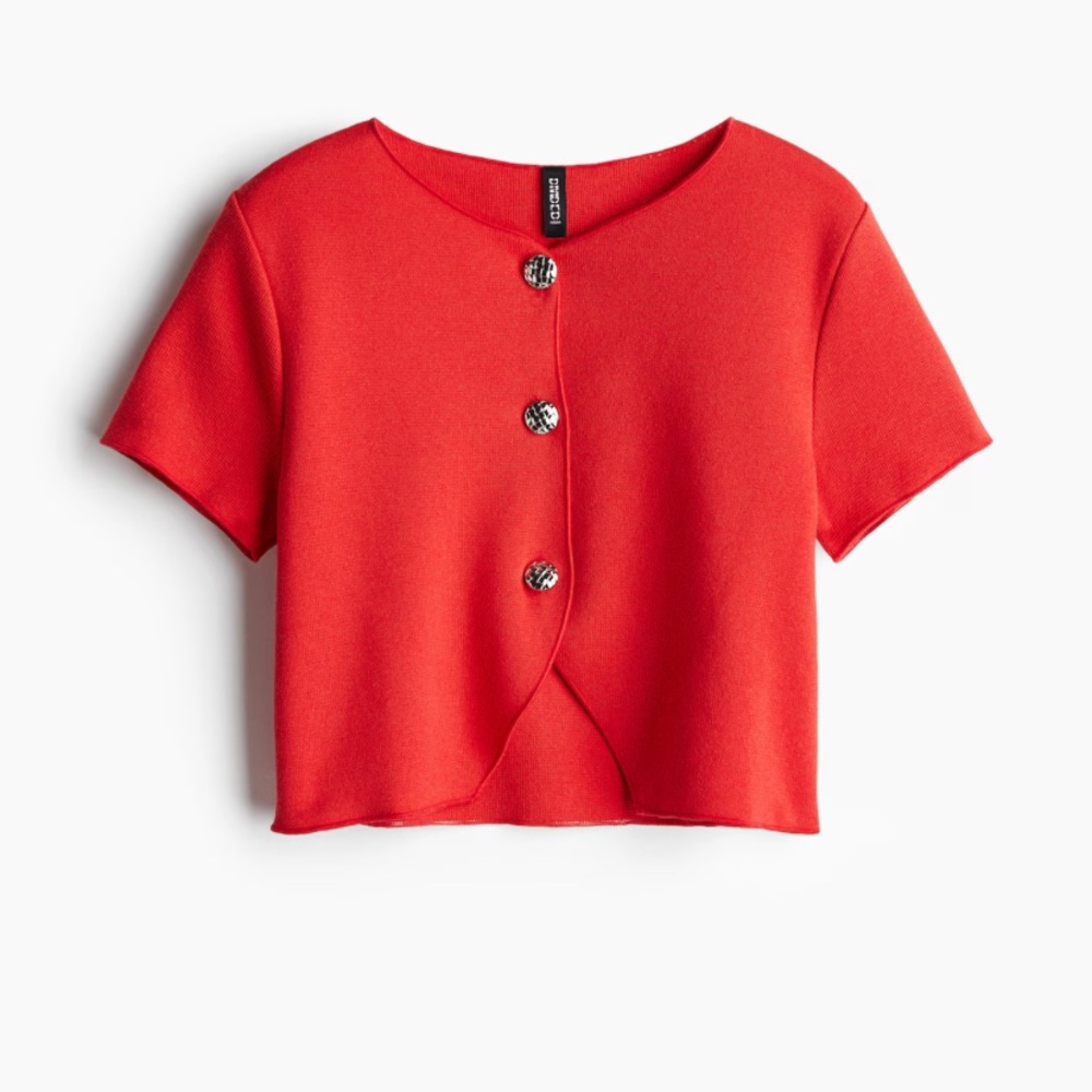 H&M Divided Red Crop Top Cardigan